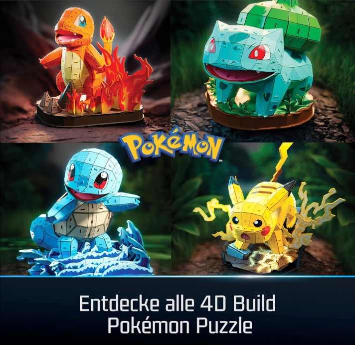 3D Puzzle von Glumanda, Schiggi, Bisasam und Pikachu